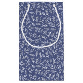 Blue Floral & Leaf Outline Gift Bag Spring Easter Kleine Geschenktüte (Rückseite)