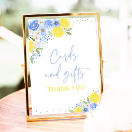 Blue Floral Lemon Cards & Gifts Brautparty Poster