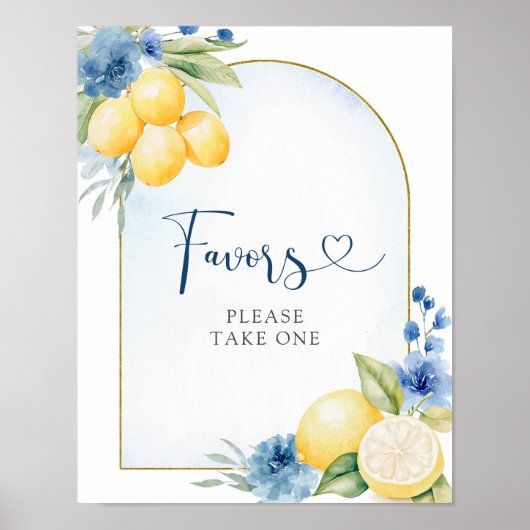 Blue Floral Lemon Main Squeeze Baby Duschfavoriten Poster (Vorne)