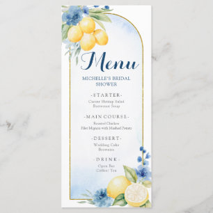 Blue Floral Lemon Main Squeeze Baby Duschmenü Menükarte