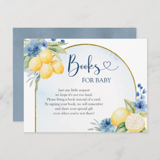 Blue Floral Lemon Main Squeeze Books for Baby Einladungspostkarte (Vorne/Hinten)