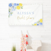 Blue Floral Lemon Main Squeeze Brautparty Banner (InSitu)