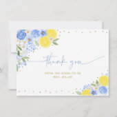 Blue Floral Lemon Main Squeeze Brautparty Dankeskarte (Vorderseite)