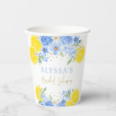 Blue Floral Lemon Main Squeeze Brautparty Pappbecher (Vorderseite)