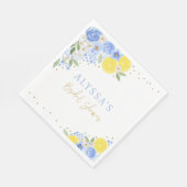 Blue Floral Lemon Main Squeeze Brautparty Serviette (Ecke)