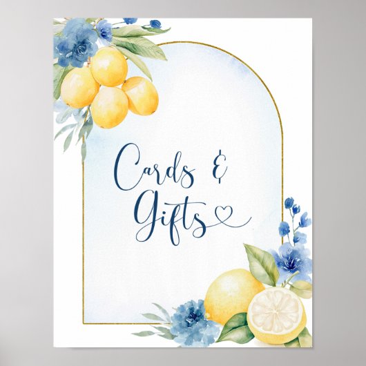 Blue Floral Lemon Main Squeeze Cards und Geschenke Poster (Vorne)