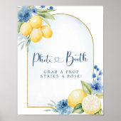 Blue Floral Lemon Main Squeeze Dusche Foto Stand Poster (Vorne)
