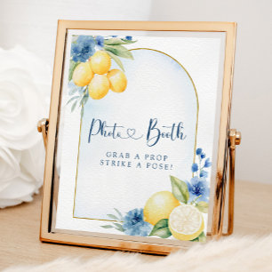 Blue Floral Lemon Main Squeeze Dusche Foto Stand Poster