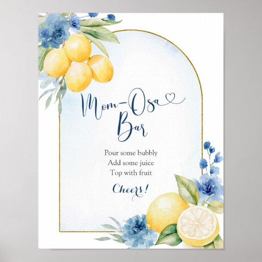 Blue Floral Lemon Main Squeeze Mama osa Bar Poster (Vorne)