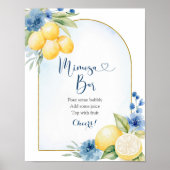Blue Floral Lemon Main Squeeze Mimosa Bar Poster (Vorne)