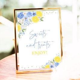 Blue Floral Lemon Sweet Leckereien Brautparty Poster