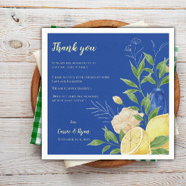 Blue Floral Lemon Wedding Party Danke für Ihre Nac Serviette