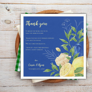 Blue Floral Lemon Wedding Party Danke für Ihre Nac Serviette