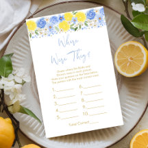 Blue Floral Lemon Wo waren sie Bridal Game