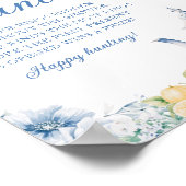 Blue Floral & Lemons Ring Hunt Brautparty Game Poster (Ecke)