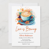 Blue Floral Liebe Brewing Foto Brautparty Einladung (Vorderseite)