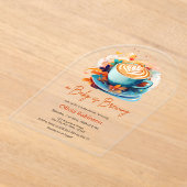 Blue Floral Liebe ist Break Coffee Baby Dusche Acryleinladungen (Ablage )