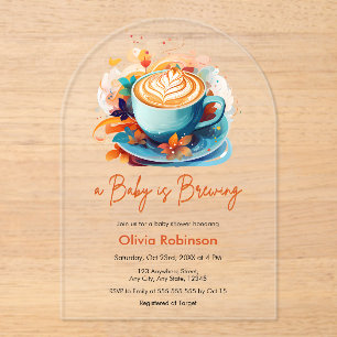 Blue Floral Liebe ist Break Coffee Baby Dusche Acryleinladungen