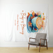 Blue Floral Liebe ist Break Coffee Baby Dusche Wandteppich (Beispiel (Horizontal))