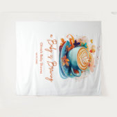 Blue Floral Liebe ist Break Coffee Baby Dusche Wandteppich (Vorderseite (Horizontal))