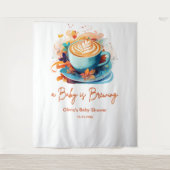 Blue Floral Liebe ist Break Coffee Baby Dusche Wandteppich (Vorderseite)