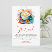 Blue Floral Liebe ist das Brechen Coffee Brautpart Dankeskarte (Stehend Vorderseite)