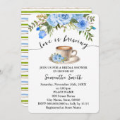 Blue Floral Liebe ist das Brechen Coffee Brautpart Einladung (Vorne/Hinten)