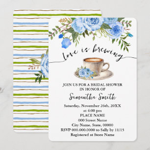 Blue Floral Liebe ist das Brechen Coffee Brautpart Einladung