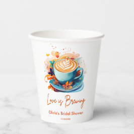 Blue Floral Liebe ist das Brechen Coffee Brautpart Pappbecher
