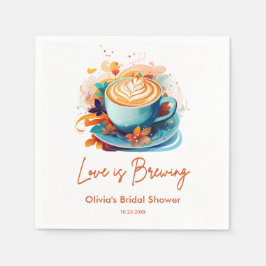 Blue Floral Liebe ist das Brechen Coffee Brautpart Serviette