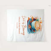 Blue Floral Liebe ist das Brechen Coffee Brautpart Wandteppich (Vorderseite (Horizontal))