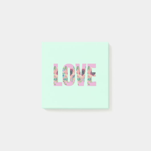 Blue Floral Liebe Post It Notes Post-it Klebezettel (Vorderseite)