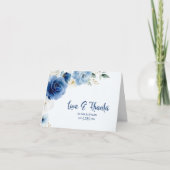 Blue Floral Liebe und Dank Hochzeit Dankeskarte (Vorderseite)