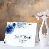 Blue Floral Liebe und Dank Hochzeit Dankeskarte