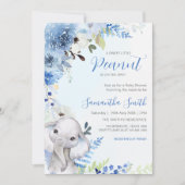 Blue Floral Little Peanut Baby Dusche Einladung (Vorderseite)