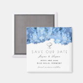 Blue Floral Little Rettete unser Date Square Magne Magnet (Vorderseite/Rückseite)