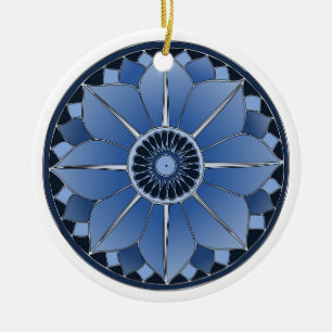 Blue Floral Lotus Neues Zeitalter Spirituelle Mand Keramikornament