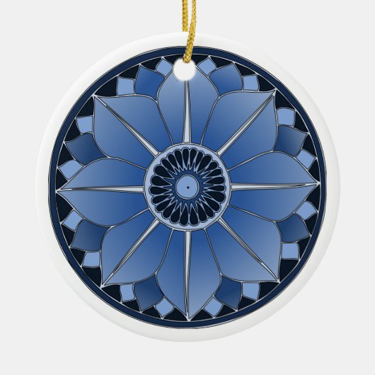 Blue Floral Lotus Neues Zeitalter Spirituelle Mand Keramikornament (Vorne)
