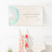Blue Floral Mandala Lotus White Marble Business Ca Banner (Insitu)