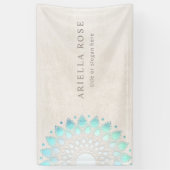 Blue Floral Mandala Lotus White Marble Business Ca Banner (Vertikal)