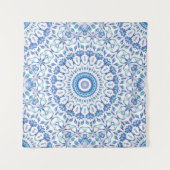 Blue Floral Mandala Wandteppich (Vorderseite)