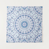 Blue Floral Mandala Wandteppich (Vorderseite (Horizontal))