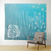 Blue Floral Mason Jar Wedding Foto Stand Hintergru Wandteppich (Beispiel (Horizontal))