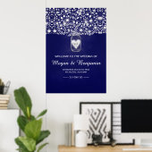 Blue Floral Mason Jar Wedding Willkommenszeichen Poster (Heimbüro)