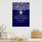 Blue Floral Mason Jar Wedding Willkommenszeichen Poster (Küche)