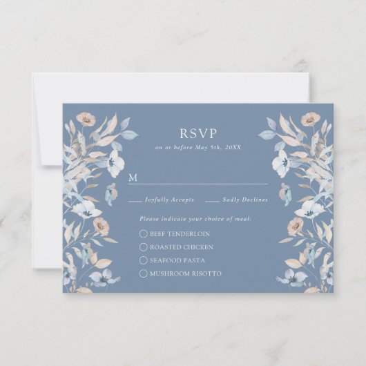 Blue Floral Meetings RSVP Card (Vorderseite)