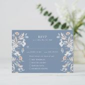 Blue Floral Meetings RSVP Card (Stehend Vorderseite)