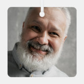 Blue Floral Memorial Foto Keepake Ornament Aus Metall (Rückseite)