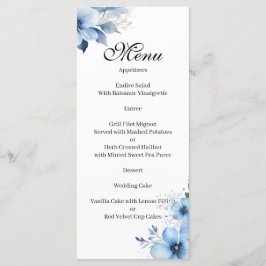 Blue floral Menu Menükarte