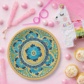 Blue Floral mexikanische Tile Pappteller (Party)